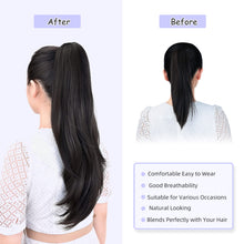 Load image into Gallery viewer, Straight Natural Looking ponytail extension, claw clip
