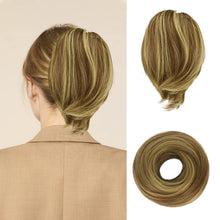 Load image into Gallery viewer, Straight Hair Bun Ponytail Extension, Elastic Scrunchie
