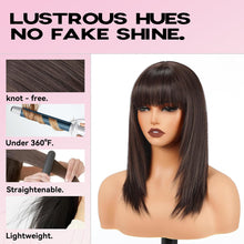 Load image into Gallery viewer, Topshe Brown Glueless Heat‑Resistant Synthetic Wig 18‑Inch Shoulder‑Length
