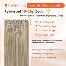 Load image into Gallery viewer, Clip-In Human Hair Extensions Straight 18 Inch 120g 7-Piece Set Ash Blonde Highlight
