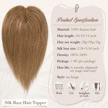 Load image into Gallery viewer, Human Hair Topper Crown Topper Hair Piece for Women 6X9 cm Base
