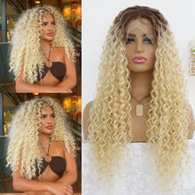 Load image into Gallery viewer, rooted blonde deep curly lace front wig 24 inch canada
