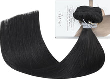Load image into Gallery viewer, Natural Black Clip-in Hair Extensions – 18 Inch Real Human Hair
