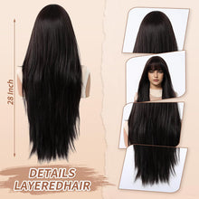 Load image into Gallery viewer, Geogroket Heat-Resistant Straight Synthetic Wig with Bangs for Girls
