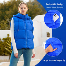 Load image into Gallery viewer, Women&#39;S Puffer Vest With Pockets &amp; Removable Hood
