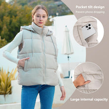 Load image into Gallery viewer, Women&#39;S Puffer Vest With Pockets &amp; Removable Hood
