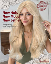 Load image into Gallery viewer, Long Wavy Wig With Bangs PuffPro Voluminous High Crown 4x4 Parting
