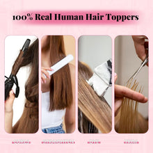 Load image into Gallery viewer, Women's Human Hair Topper Large Base Clip-In Straight Hairpiece
