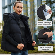 Load image into Gallery viewer, Women&#39;S Puffer Vest With Pockets &amp; Removable Hood
