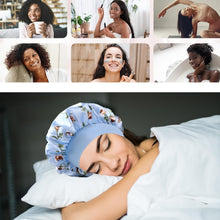 Load image into Gallery viewer, Silk Sleep Bonnet Duo – Blue Satin for Curly Hair
