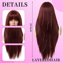 Load image into Gallery viewer, Geogroket Burgundy Red Straight Wig
