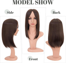 Load image into Gallery viewer, MY-LADY 14‑Inch Dark Brown Hair Topper with 6×6 Lace Base – Thick Synthetic Wiglet
