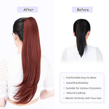 Load image into Gallery viewer, Straight Natural Looking ponytail extension, claw clip
