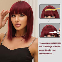 Load image into Gallery viewer, Straight Bob Wig with Bangs Human Hair
