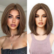 Load image into Gallery viewer, Straight Bob Wig Synthetic Middle Part Shoulder Length 12 Inch
