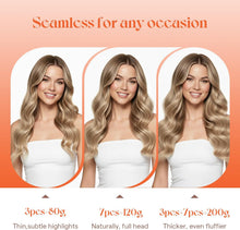 Load image into Gallery viewer, Clip-In Human Hair Extensions Straight 18 Inch 120g 7-Piece Set Ash Blonde Highlight
