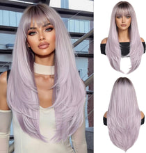 Load image into Gallery viewer, Women's Ombre Light Purple Long Straight Wig
