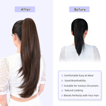 Load image into Gallery viewer, Straight Natural Looking ponytail extension, claw clip
