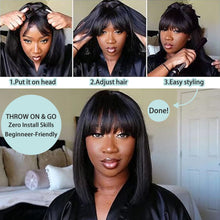 Load image into Gallery viewer, Straight Bob Wig with Bangs Human Hair
