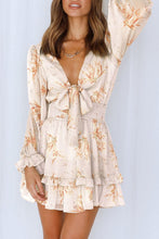 Load image into Gallery viewer, A-Line Flare Short Dress Knot Front Long Sleeve
