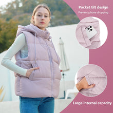 Load image into Gallery viewer, Women&#39;S Puffer Vest With Pockets &amp; Removable Hood
