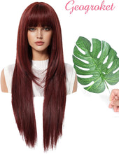 Load image into Gallery viewer, Geogroket Burgundy Red Straight Wig
