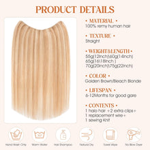 Load image into Gallery viewer, Premium 16 Inch S-noilite Halo Hair Extensions Golden Brown Bleach Blonde
