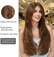 Load image into Gallery viewer, Ginger Synthetic Long Straight Wig with Bangs – Heat‑Resistant

