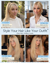 Load image into Gallery viewer, Straight Wig With Bangs 26" PuffPro Voluminous High Crown 4x4 Parting

