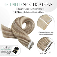 Load image into Gallery viewer, Tape in Hair Extensions 22 Inch Remy Tape in Extensions 20 Pieces 50 G Wig Store
