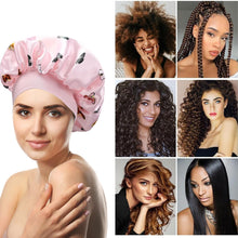 Load image into Gallery viewer, Silk Sleep Bonnet Duo – Blue Satin for Curly Hair
