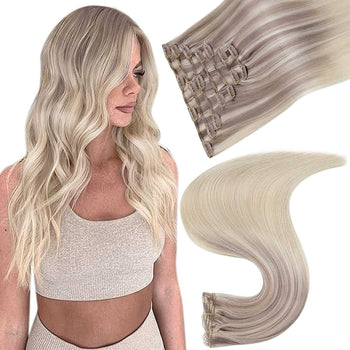 Balayage Clip in Human Hair Extensions Real Human Hair hair extension Wig Store