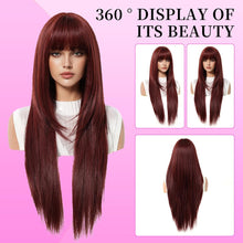 Load image into Gallery viewer, Geogroket Burgundy Red Straight Wig
