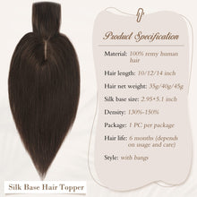 Load image into Gallery viewer, Human Hair Topper Crown Topper Hair Piece for Women 6X9 cm Base
