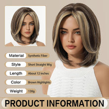 Load image into Gallery viewer, Highlight Gradient Shoulder-Length Straight Bob Synthetic Wig
