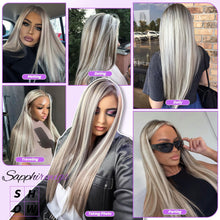 Load image into Gallery viewer, 13x6 Lace Front Wig Straight 26 Inch Highlight Platinum Blonde Synthetic
