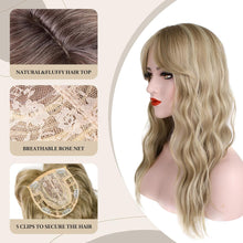 Load image into Gallery viewer, Women’s Wavy Blonde Clip‑On Hair Topper – 20‑Inch Volumizing Extension

