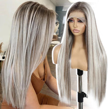 Load image into Gallery viewer, 13x6 Lace Front Wig Straight 26 Inch Highlight Platinum Blonde Synthetic
