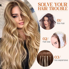 Load image into Gallery viewer, Premium 16 Inch S-noilite Halo Hair Extensions Golden Brown Bleach Blonde

