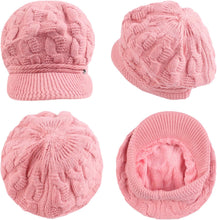 Load image into Gallery viewer, Cozy Women&#39;s Twisted Visor Fleece-Lined Winter Beret Hat
