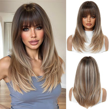 Load image into Gallery viewer, OUFEI Ombre Mixed Blonde Synthetic Wig – Natural Look, Heat‑Resistant

