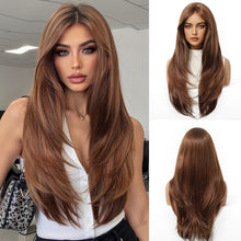 Load image into Gallery viewer, Ginger Synthetic Long Straight Wig with Bangs – Heat‑Resistant
