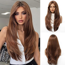 Load image into Gallery viewer, Ginger Synthetic Long Straight Wig with Bangs – Heat‑Resistant
