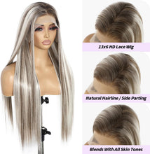 Load image into Gallery viewer, 13x6 Lace Front Wig Straight 26 Inch Highlight Platinum Blonde Synthetic
