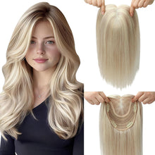Load image into Gallery viewer, Women's Human Hair Topper Large Base Clip-In Straight Hairpiece
