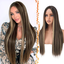 Load image into Gallery viewer, BARSDAR 28-Inch Long Straight Balayage Blonde Highlight Wig

