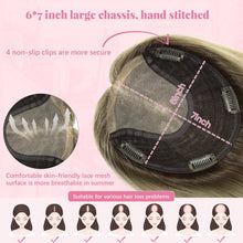 Load image into Gallery viewer, Women's Human Hair Topper Large Base Clip-In Straight Hairpiece
