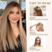 Load image into Gallery viewer, Premium 16 Inch S-noilite Halo Hair Extensions Golden Brown Bleach Blonde
