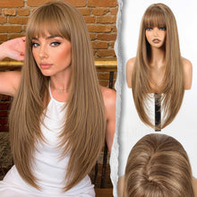 Load image into Gallery viewer, Straight Wig With Bangs 26" PuffPro Voluminous High Crown 4x4 Parting
