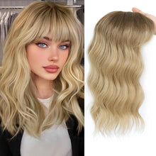Load image into Gallery viewer, Women's Wavy Hair Topper With Bangs 14" Clip-In Hairpiece

